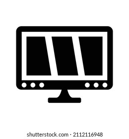 Mac, monitor, screen icon. Black vector graphics.