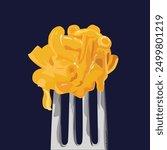 Mac n Cheese. Cheesy Pasta Illustration. Food illustration. Vector macaroni. Yummy pasta