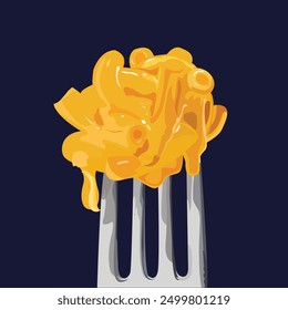 Mac en Queso. Ilustración de pasta con queso. Ilustración de comida. Vector de macarrones. Deliciosa pasta