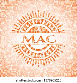 Mac orange mosaic emblem with background