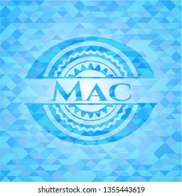 Mac realistic sky blue emblem. Mosaic background