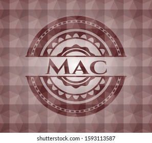 Mac red seamless polygonal badge.