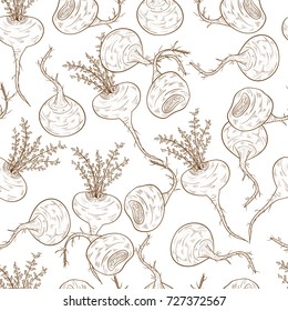 Maca. Background, wallpaper, seamless. Sketch On a white background.