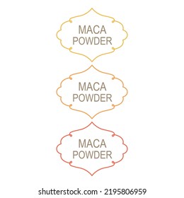 MACA POWDER DESIGN LABELS PERFECT FOR BIO SHOP PACKAGING ISOLATED ON WHITE