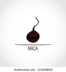 Maca. Root. Silhouette. Logo, sign, symbol, emblem.