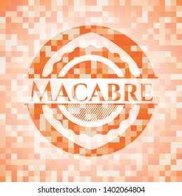 Macabre abstract orange mosaic emblem with background