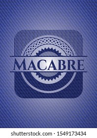Macabre emblem with denim high quality background. Vector Illustration. Detailed.