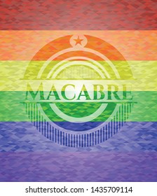 Macabre emblem on mosaic background with the colors of the LGBT flag