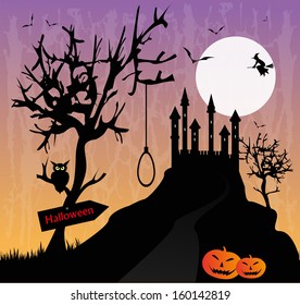 macabre landscape with castle