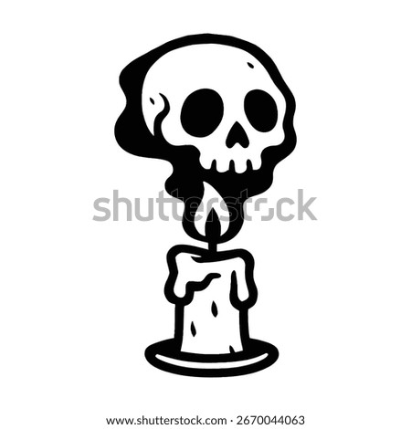Macabre Meld Skull and Candle A Symbol of Mortality and Ephemeral Existence in Graphic Black and White