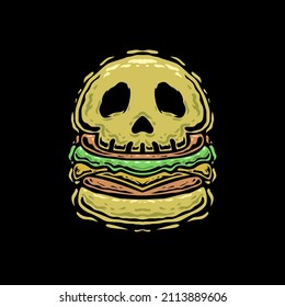 Macabre monster burger illustration premium vector