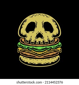 Macabre monster burger illustration premium vector