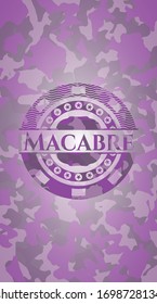 emblema macabro de camo rosa y morado. Ilustración vectorial. Detallado.