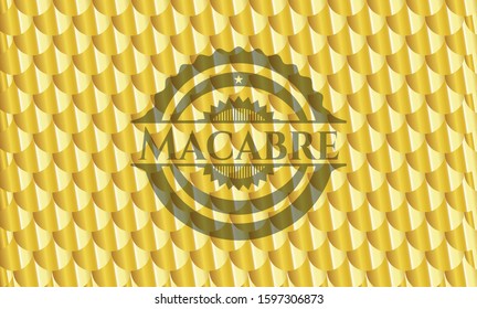 Macabre shiny golden badge. Scales pattern. Vector Illustration. Detailed.