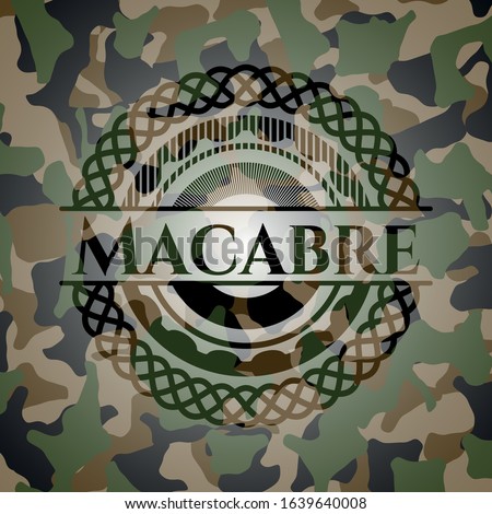 Macabre written on a camo texture. Vector Illustration. Detailed.