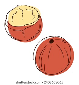 Macadamia Symbol in Linie Art Stil. Nut einfache flache Logo für Webdesign. Vektorgrafik einzeln auf weißem Hintergrund.