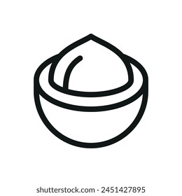 Macadamia isolated icon, macadamia nut vector symbol with editable stroke