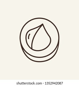 Macadamia line icon. Cracked, nutshell, kernel. Vegetarian food concept. Can be used for topics like snack, nut, healthy food