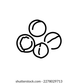 Macadamia nut black line icon. Natural organic super food. Pictogram for web page, mobile app, promo.
