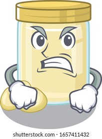 Macadamia nut butter cartoon character style having angry face