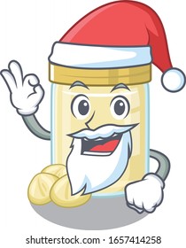 Macadamia nut butter in Santa cartoon character style with ok finger