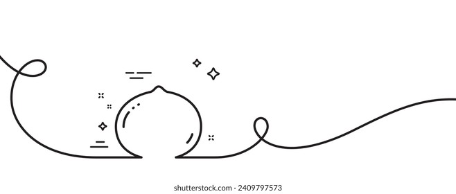 Macadamia nut line icon. Continuous one line with curl. Tasty nuts sign. Vegan food symbol. Macadamia nut single outline ribbon. Loop curve pattern. Vector