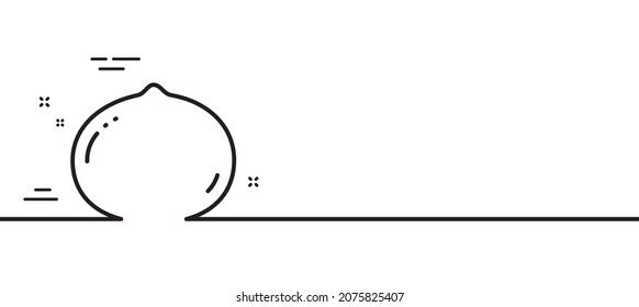 Macadamia-Nusslinie-Symbol. Geschmackvolle Nüsse Schild. Veganisches Lebensmittelsymbol. Minimaler Hintergrund der Illustration. Makadamia-Nuss-Linie Symbol Muster-Banner. White Web Template Konzept. Vektorgrafik