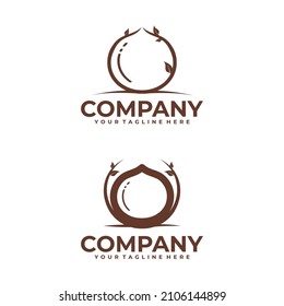 logotipo de nuez macadamia de color marrón