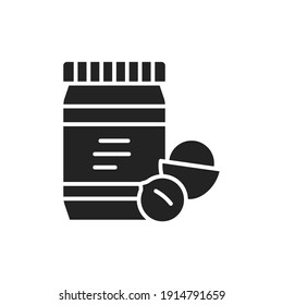 Icono de la línea de color de pasta de Macadamia. Elemento vector aislado.