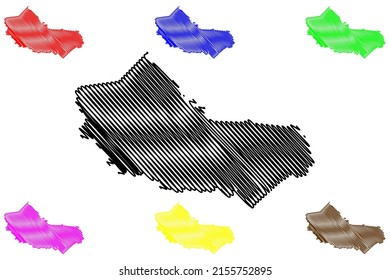 Macajuba municipality (Bahia state, Municipalities of Brazil, Federative Republic of Brazil) map vector illustration, scribble sketch Macajuba map
