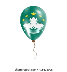 Macao balloon with flag. Bright Air Ballon in the Country National Colors. Country Flag Rubber Balloon. Vector Illustration.