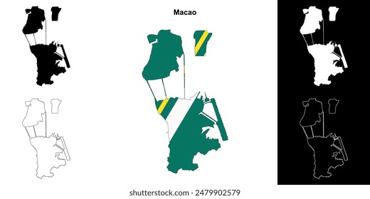Conjunto de mapas esquemáticos en blanco de Macao