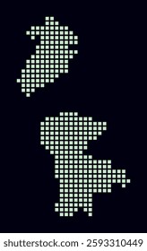 Macao dotted map. Digital style map of the country on dark background. Macao shape with square dots. Colored dots style. Large size squares. Modern vector illustration.