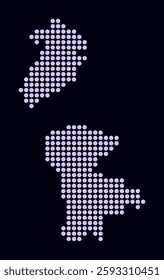 Macao dotted map. Digital style map of the country on a dark background. Macao shape with circle dots. Colored dots style. Large size circles. Plain vector illustration.