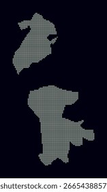 Mapa punteado de Macao. Mapa de estilo digital del país sobre fondo oscuro. Forma de Macao con puntos cuadrados. Estilo de puntos de colores. Pequeños cuadrados de tamaño. Ilustración vectorial moderna.
