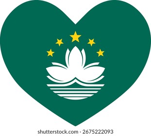 Bandera de Macao en forma de corazón icono ilustrador país banderas símbolo nación  