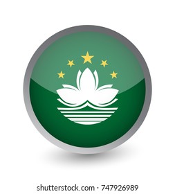 Macao Flag Round Glossy Icon. Vector illustration.
