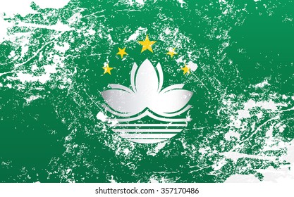 Macao Grunge Texture Flag. Grunge effect can be cleaned easily.