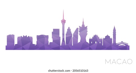 Macao Low Poly Skyline Clip Art City Design. Geometric Polygon Graphic Horizon Icon. Vector Illustration Symbol.