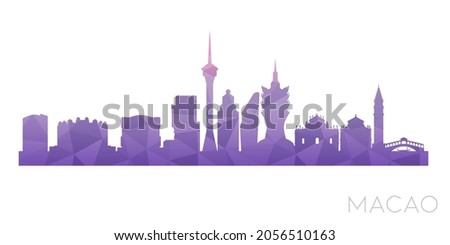 Macao Low Poly Skyline Clip Art City Design. Geometric Polygon Graphic Horizon Icon. Vector Illustration Symbol.