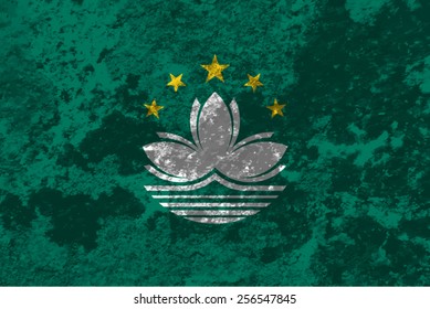 Macao, Macau Flag  on concrete textured background