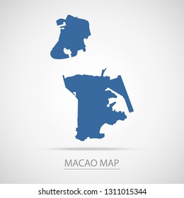 Macao map. Blue Macao map and Country name . Vector map on gray background.