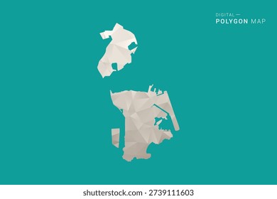 Macao Map - Green and Gray Polygon Vector Illustration, Low Poly Geometric Design with Clean Minimal Style on Solid Background for Infographic Use.