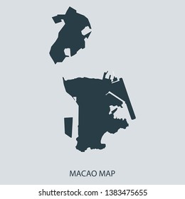 Macao map on gray background vector, Macao Map Outline Shape Gray on White Vector Illustration, Map with name. High detailed Gray illustration map Macao.
