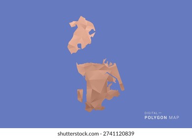 Macao Map - Orange Polygon Vector Illustration on Deep Blue Background, Low Poly Geometric Design, Modern Abstract Country Silhouette for Infographics and Presentation Use.