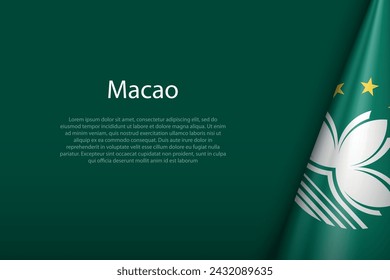 Bandera nacional de Macao aislada sobre fondo oscuro con copyspace
