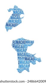 Macao region word cloud. Country shape design. Macao colored illustration. Region names collage cloud. Vector illustration.