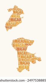 Macao regions word cloud. Country logo design. Regions typography style vector image. Macao colored text cloud. Beautiful vector illustration.