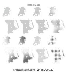 Macao 
Set of Dotted Map Vector Illustrator 
