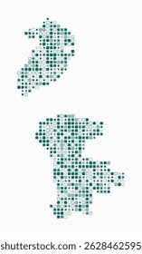 Macao, shape of the country build of colored cells. Digital style map of the Macao on white background. Small size rounded square blocks. Creative vector illustration.